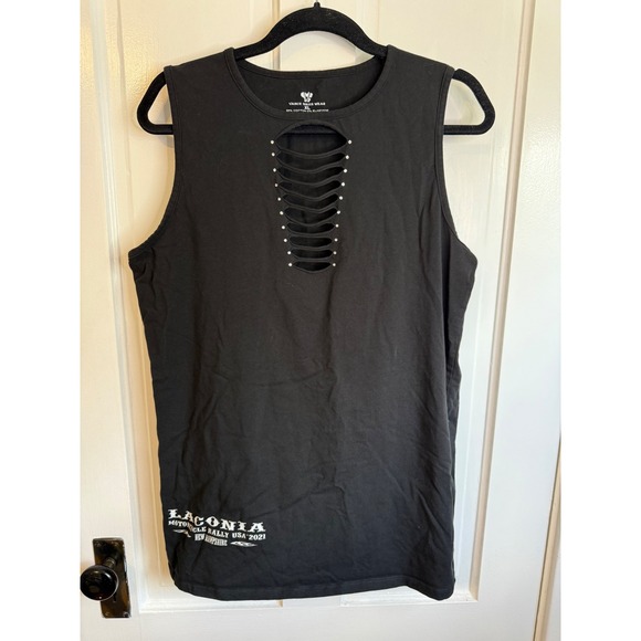 Vance Biker Wear Tops - Vance Biker Wear Laconia Motorcycle Rally 2021 Tank Top XL Black Cutout Studded